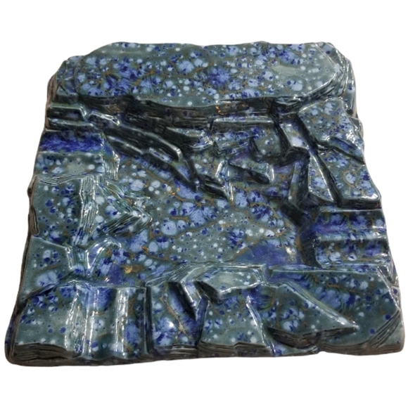 Holland Mold Pottery Large Ceramic Ashtray Mid Century- Modern Speckled Blues - Picture 15 of 15